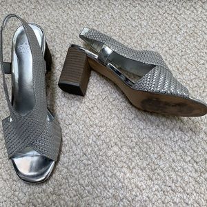 Joan&David Luxe silver sandals.